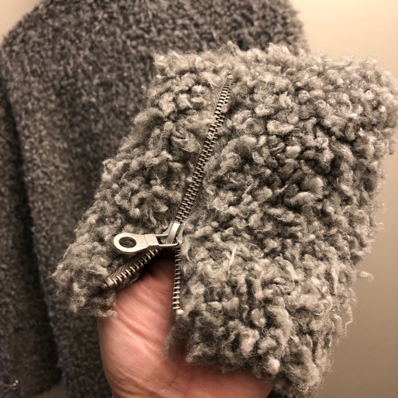 Grey Teddy Moto Jacket Coat- Soft, Furry, & Fuzzy! - Picture 5 of 8